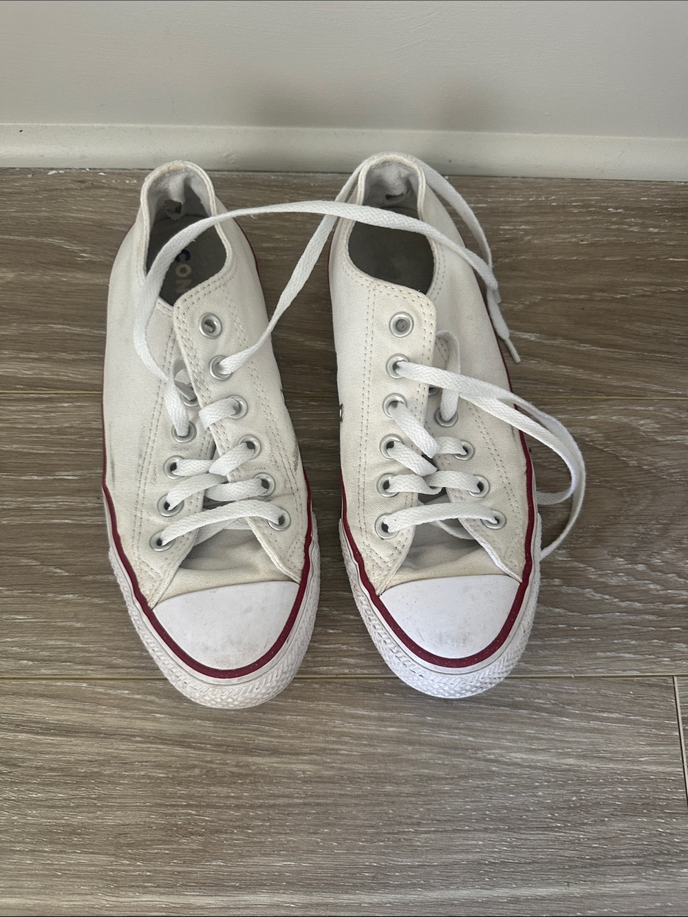 Converse CTAS low White Canvas Low-Top Sneakers with Red Trim